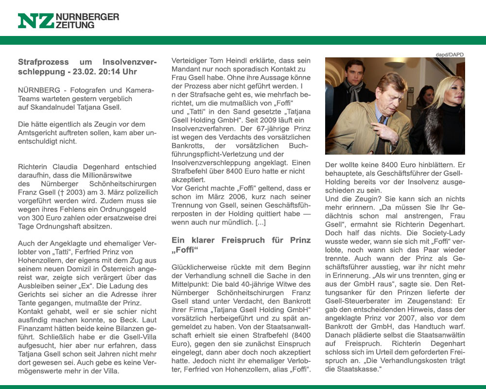 Freispruch für Prinz v. Hohenzollern - Aktuelles & Presse von Heindl Rechtsanwälte - Strafverteidiger München