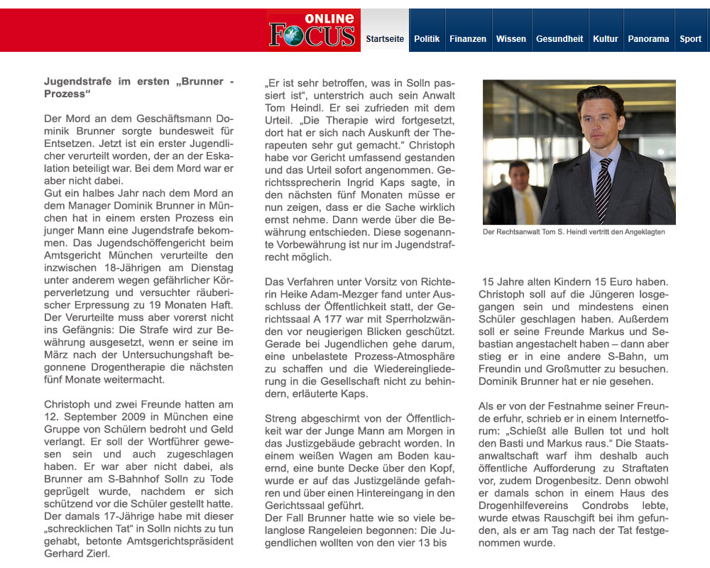 S-Bahn-Schlägerfall von Solln - Aktuelles & Presse von Heindl Rechtsanwälte - Strafverteidiger München